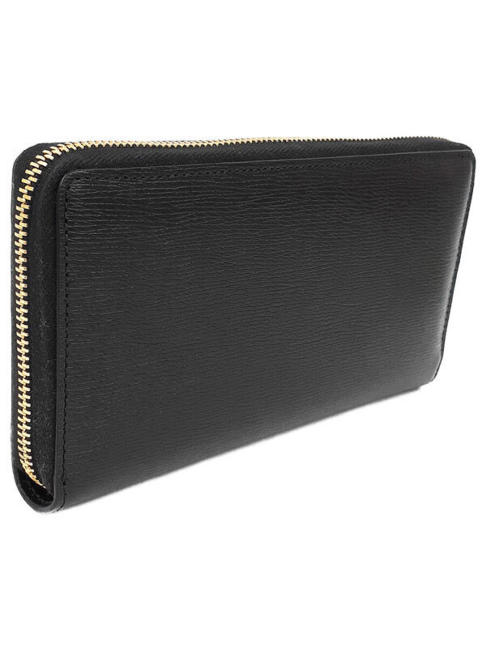 Gucci Round Around Long Wallet Zipper Zip Script Black
